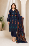 Midnight Navy Floral Digital Lawn 3-Piece Suit – Vol. 532