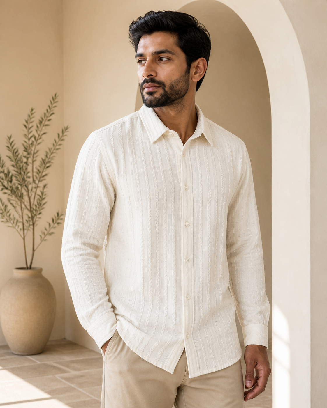 Premium Textured Shirt – Off White