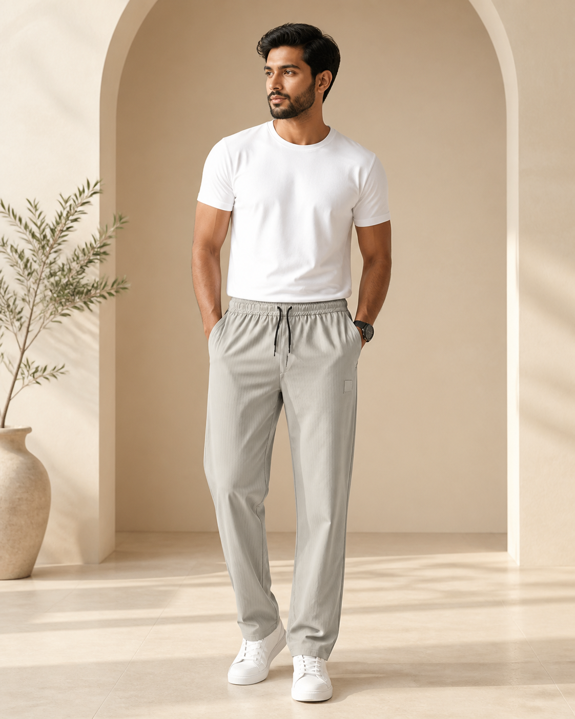 Premium Stretch Trouser – Stone Beige