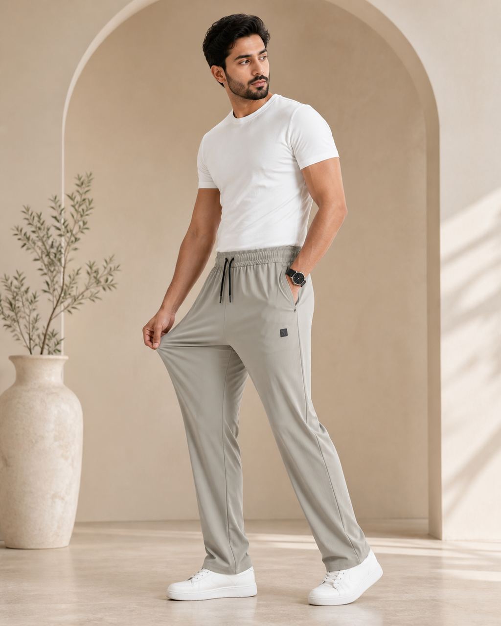 Premium Stretch Trouser – Stone Beige