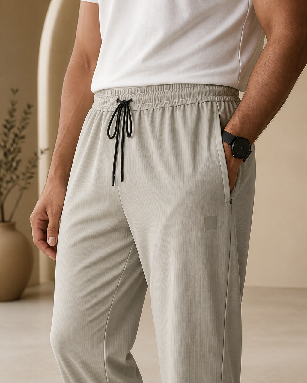 Premium Stretch Trouser – Stone Beige