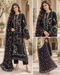 Midnight Black Embroidered Dhanak 3-Piece Winter Suit