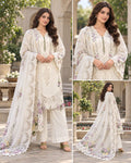 Soft Ivory Floral Lace Dhanak 3-Piece Winter Suit