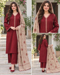 Maroon Printed Suit with neutral dupatta