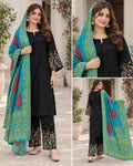 Black and Turquoise Embroidered Suit