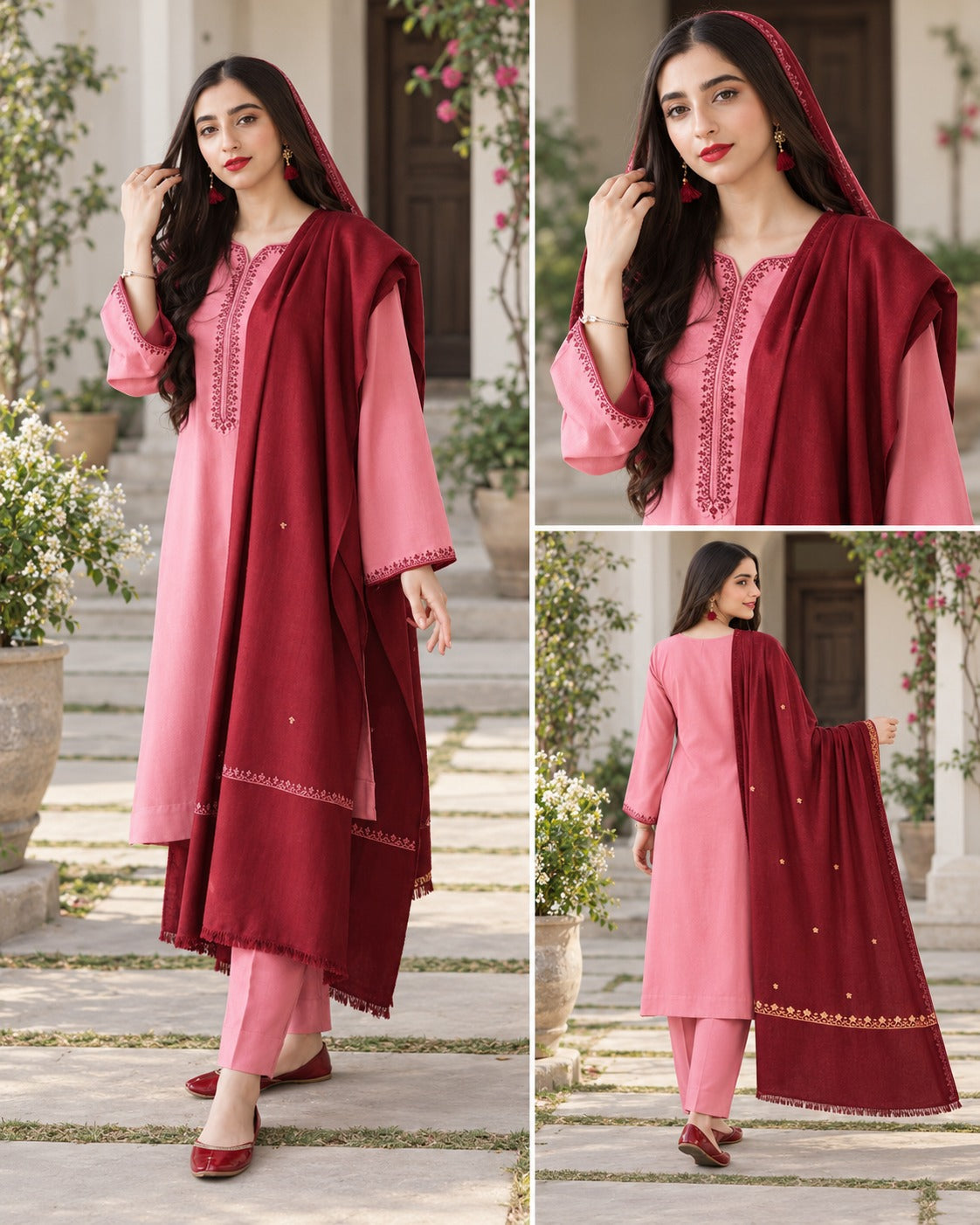 Maroon Pink three-piece suit